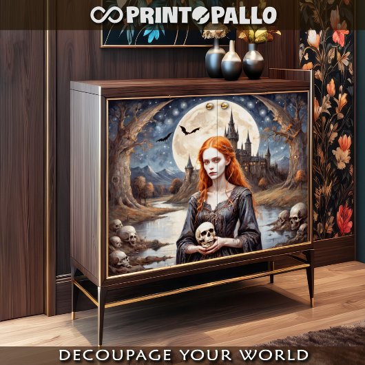 ゴシック様式の中で呪われたスカルの赤毛婦人 薄葉紙