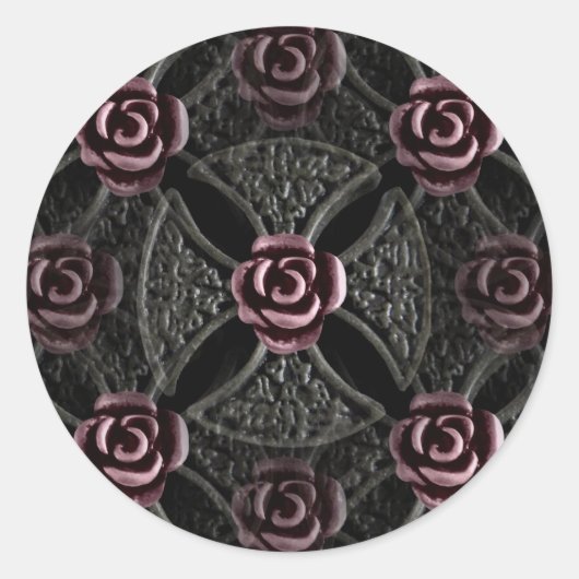 ゴシック様式の中世の鉄十字形とバラ ラウンドシール (正面)
