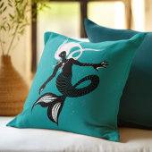 ゴシック様式の人魚の暗いファンタジー海の生物 クッション