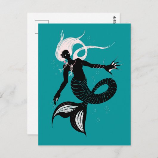 ゴシック様式の人魚の暗いファンタジー海の生物 ポストカード (正面/裏面)