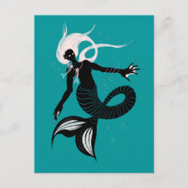 ゴシック様式の人魚の暗いファンタジー海の生物 ポストカード