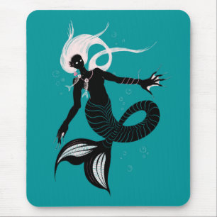 ゴシック様式の人魚の暗いファンタジー海の生物 マウスパッド