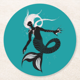 ゴシック様式の人魚の暗いファンタジー海の生物 ラウンドペーパーコースター