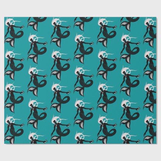 ゴシック様式の人魚の暗いファンタジー海の生物 ラッピングペーパー (フラット)