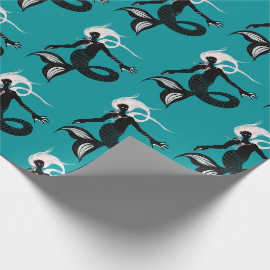 ゴシック様式の人魚の暗いファンタジー海の生物 ラッピングペーパー (角)