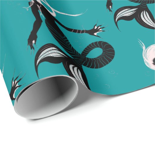 ゴシック様式の人魚の暗いファンタジー海の生物 ラッピングペーパー (ロールコーナー)