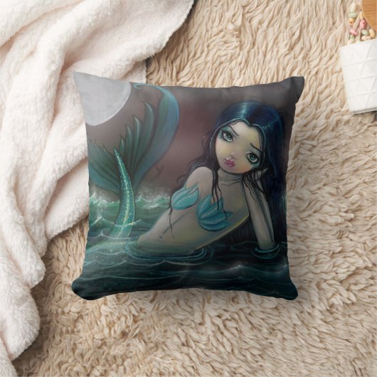 ゴシック様式の人魚まくらムーンライト川 クッション (ブランケット)