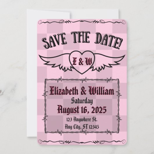 ゴシック様式の代替市松模様にタトゥオハート セーブザデート (正面)