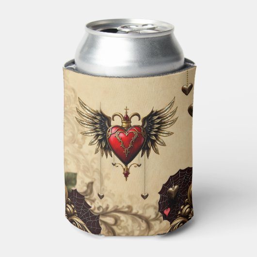 ゴシック様式の優雅さと神秘的なハート。 缶クーラー (缶正面)