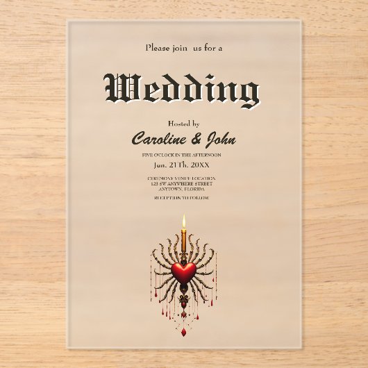 ゴシック様式の優雅さの素晴らしい美しい芸術。 アクリル招待状 (正面)