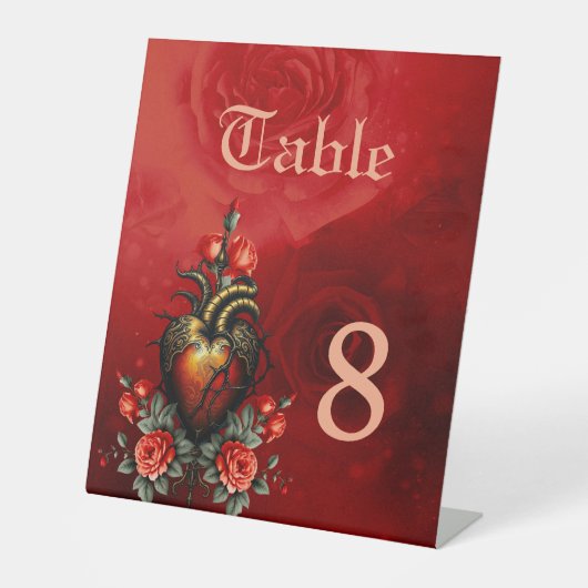 ゴシック様式の優雅なハート 台座サイン (正面)