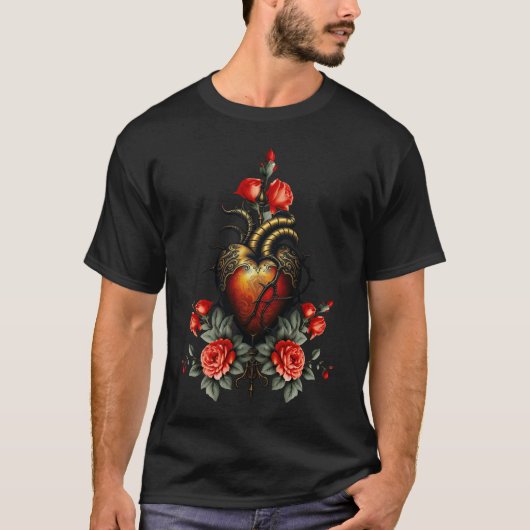 ゴシック様式の優雅なハート Tシャツ (正面)