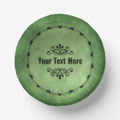 ゴシック様式の円形の黒い有刺鉄線が緑色にスクロール ペーパーボウル (正面)