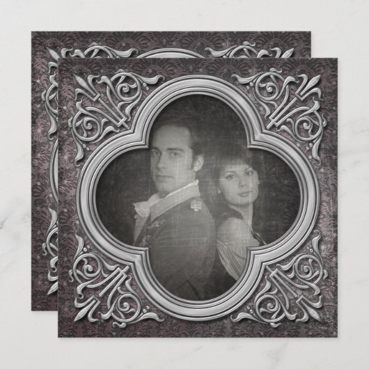 ゴシック様式の写真結婚式の日付を保存招待状 セーブザデート (正面/裏面)