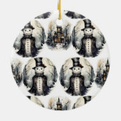 ゴシック様式の冬雪だるま セラミックオーナメント (裏面)