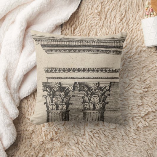 ゴシック様式の列エンタブラチュアスケッチイラストレーション クッション (ブランケット)