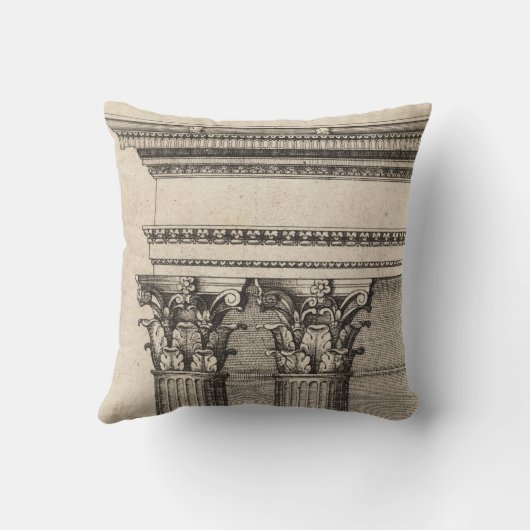 ゴシック様式の列エンタブラチュアスケッチイラストレーション クッション (裏面)