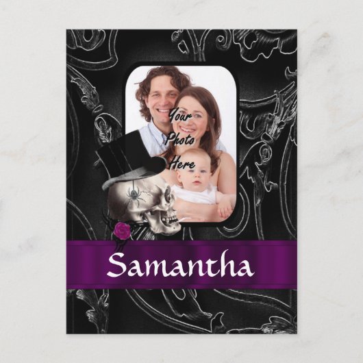 ゴシック様式の刺青スカル ポストカード (正面)