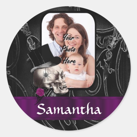 ゴシック様式の刺青スカル ラウンドシール (正面)