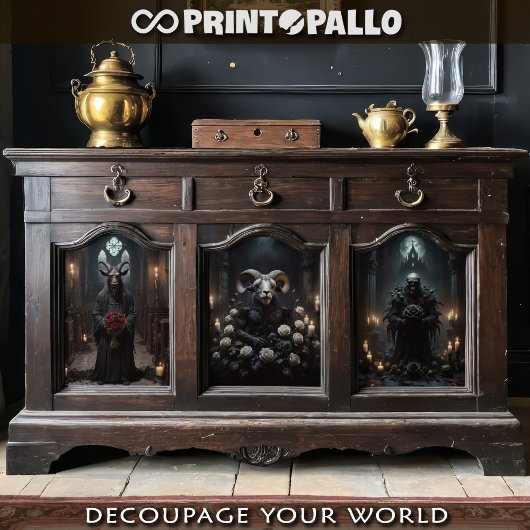 ゴシック様式の動物の悪魔があなたに花を持って来る ラッピングペーパーシート