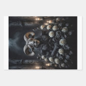 ゴシック様式の動物の悪魔があなたに花を持って来る ラッピングペーパーシート (正面2)