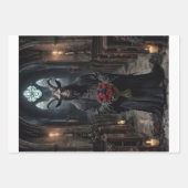 ゴシック様式の動物の悪魔があなたに花を持って来る ラッピングペーパーシート (正面)