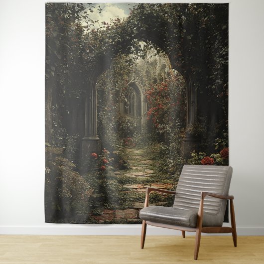 ゴシック様式の古い庭園フォトブースの背景 タペストリー (インサイチュ)