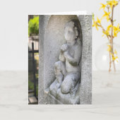 ゴシック様式の同情カードエンジェル古い墓の内側空白の カード (黄色い花)