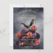 ゴシック様式の吸血鬼こうもりクロウムーディ結婚ズの花束 招待状 (正面)