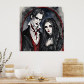 ゴシック様式の吸血鬼カップル ポスター (キッチン)
