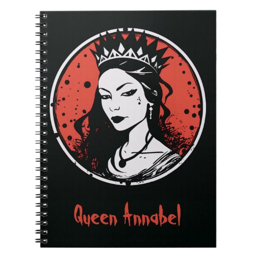 ゴシック様式の吸血鬼クイーンハロウィーン，赤と黒 ノートブック (正面)