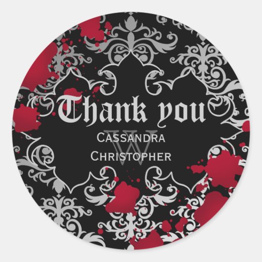 ゴシック様式の吸血鬼結婚ハロウィン感謝していのあなた ラウンドシール (正面)