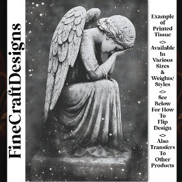 ゴシック様式の嘆き天使の像AD6デコページ 薄葉紙