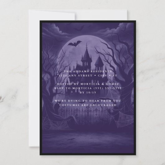 ゴシック様式の城ハローウィンパーティ 招待状 (裏面)