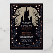 ゴシック様式の城フローラハロウィン結婚ズ 箔招待状 (正面)