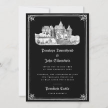 ゴシック様式の城手描き縁どブラック結婚ズ