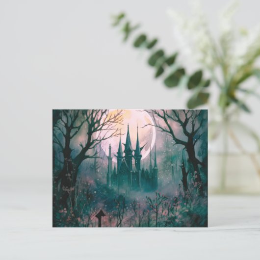 ゴシック様式の城満月の森ハロウィーン シーズンポストカード (スタンド正面)