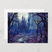 ゴシック様式の城満月の森ハロウィーン シーズンポストカード (正面/裏面)