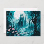 ゴシック様式の城満月の森ハロウィーン シーズンポストカード (正面/裏面)