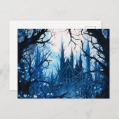 ゴシック様式の城満月の森ハロウィーン シーズンポストカード (正面/裏面)