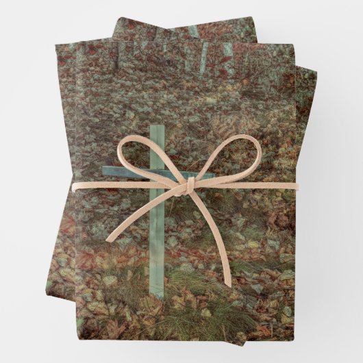 ゴシック様式の墓地が茶色の紅葉を横切る ラッピングペーパーシート (インサイチュ)