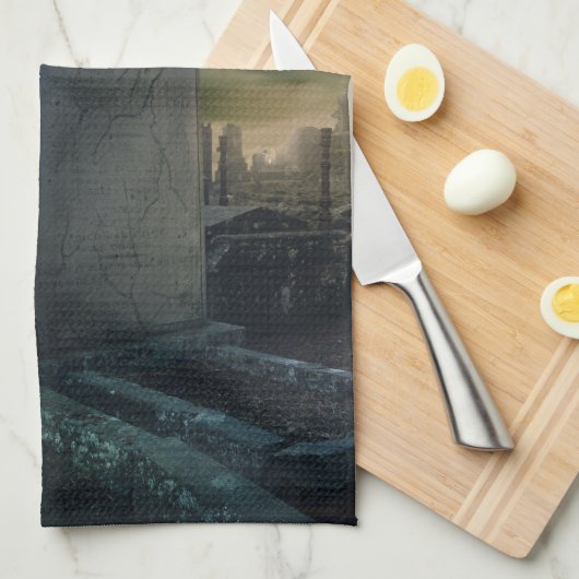 ゴシック様式の墓地のキッチンディッシュタオル キッチンタオル (四つ折り)