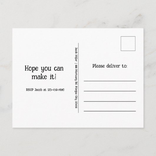 ゴシック様式の墓地の墓石RIP To His 20誕生日 インビテーションポストカード (裏面)