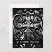 ゴシック様式の墓地の鍛錬鉄ケルト十字架ハート シーズンポストカード (正面/裏面)