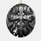 ゴシック様式の墓地の鍛錬鉄ケルト十字架ハート セラミックオーナメント (左)