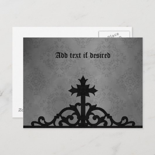 ゴシック様式の墓地の門クロス ポストカード (正面/裏面)