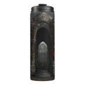 ゴシック様式の墓地ガゼボと赤いバラの夜 タンブラー (正面)