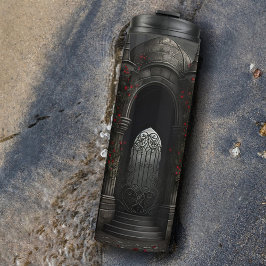 ゴシック様式の墓地ガゼボと赤いバラの夜 タンブラー