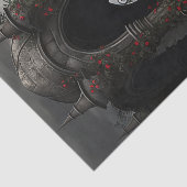 ゴシック様式の墓地ガゼボと赤いバラの夜 薄葉紙 (詳細)