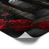 ゴシック様式の墓地バラガーデンと赤と黒のPos ポスター (角)